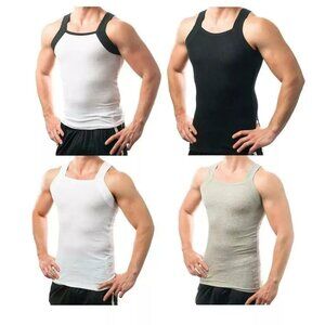 4 pack G Shirts Square Neckline Tank Top Rib Cotton Knit DIFFERENT TOUCH Med-3X